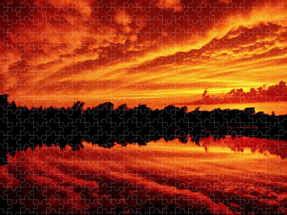 Sunset Jigsaw Puzzle featuring the photograph Fire in the Sky by Jason Politte