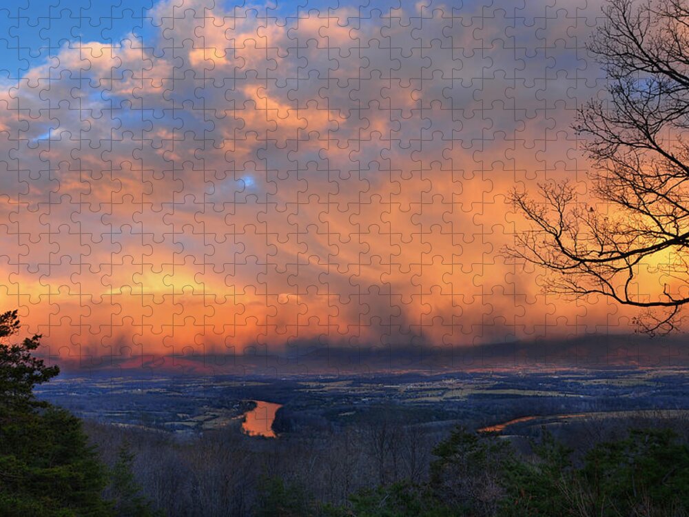 Sunset Jigsaw Puzzle featuring the photograph Fire In The Sky by Lara Ellis