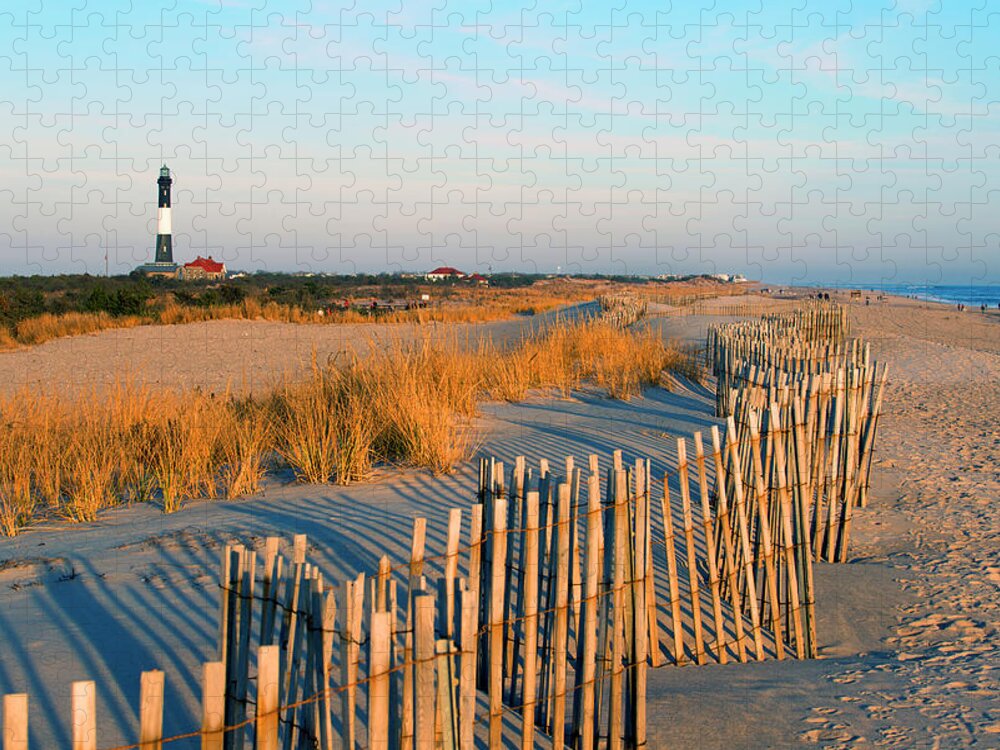 Shadow Jigsaw Puzzle featuring the photograph Fire Island Lighthouse, Long Island, Ny by Rudi Von Briel