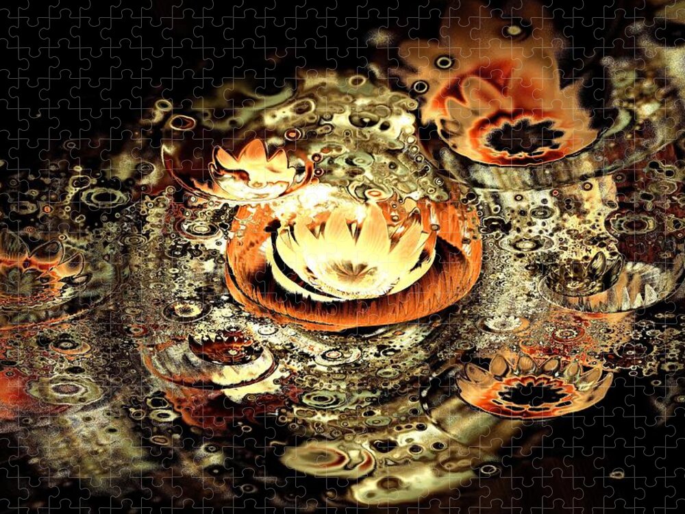 Plant Jigsaw Puzzle featuring the digital art Fire Lotus by Anastasiya Malakhova