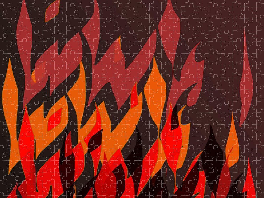 Fire Jigsaw Puzzle featuring the digital art Fire by Mary Bedy