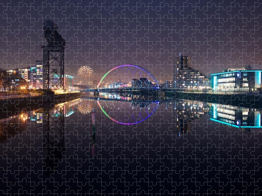 Glasgow Jigsaw Puzzle featuring the photograph Fire works night Glasgow by Stephen Taylor