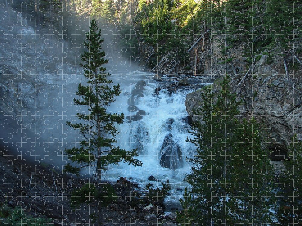 Waterfall Jigsaw Puzzle featuring the photograph Firehole Falls by Carl Moore