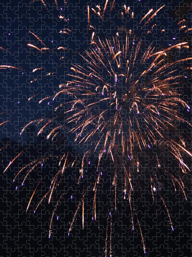 Photograph Jigsaw Puzzle featuring the photograph Fireworks 2014 VII by Suzanne Gaff