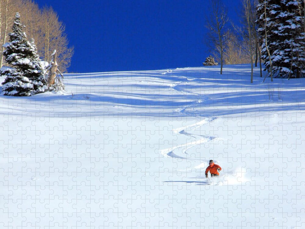 Skiing Jigsaw Puzzle featuring the photograph First Tracks by Wasatch Light