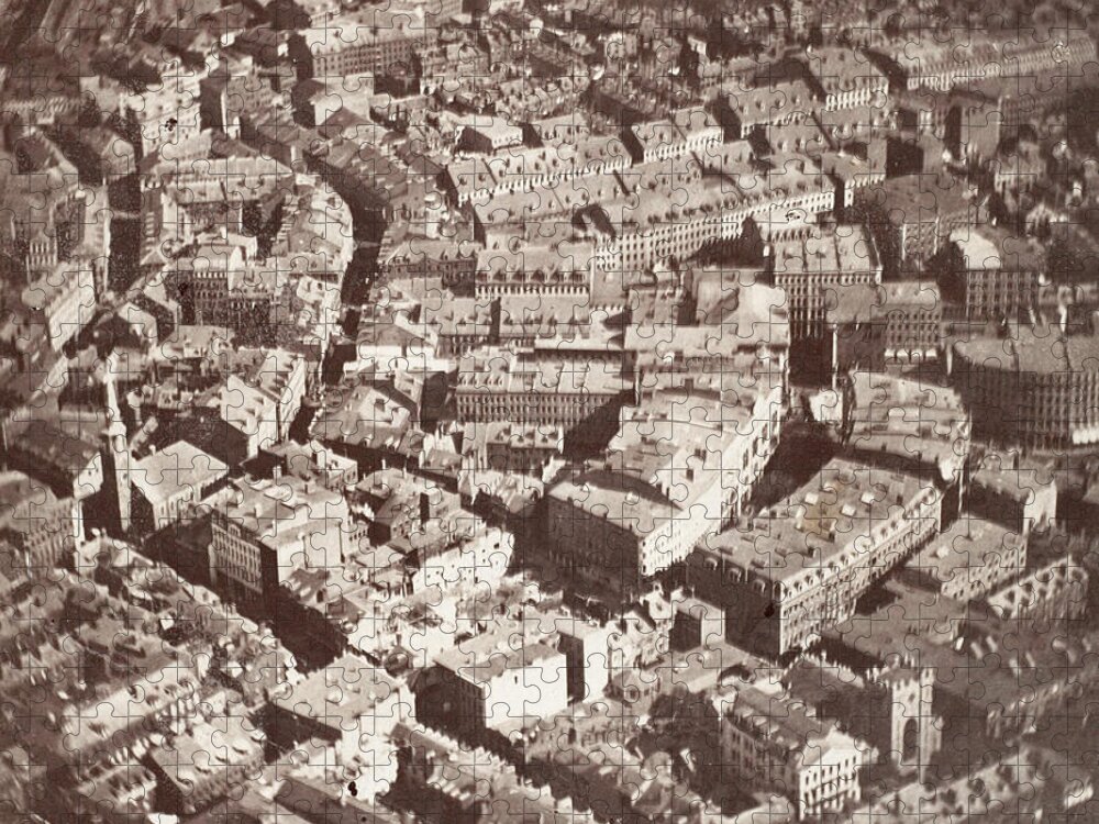 Sepia Jigsaw Puzzle featuring the photograph First Us Aerial Photo, Boston by Metropolitan Museum of Art