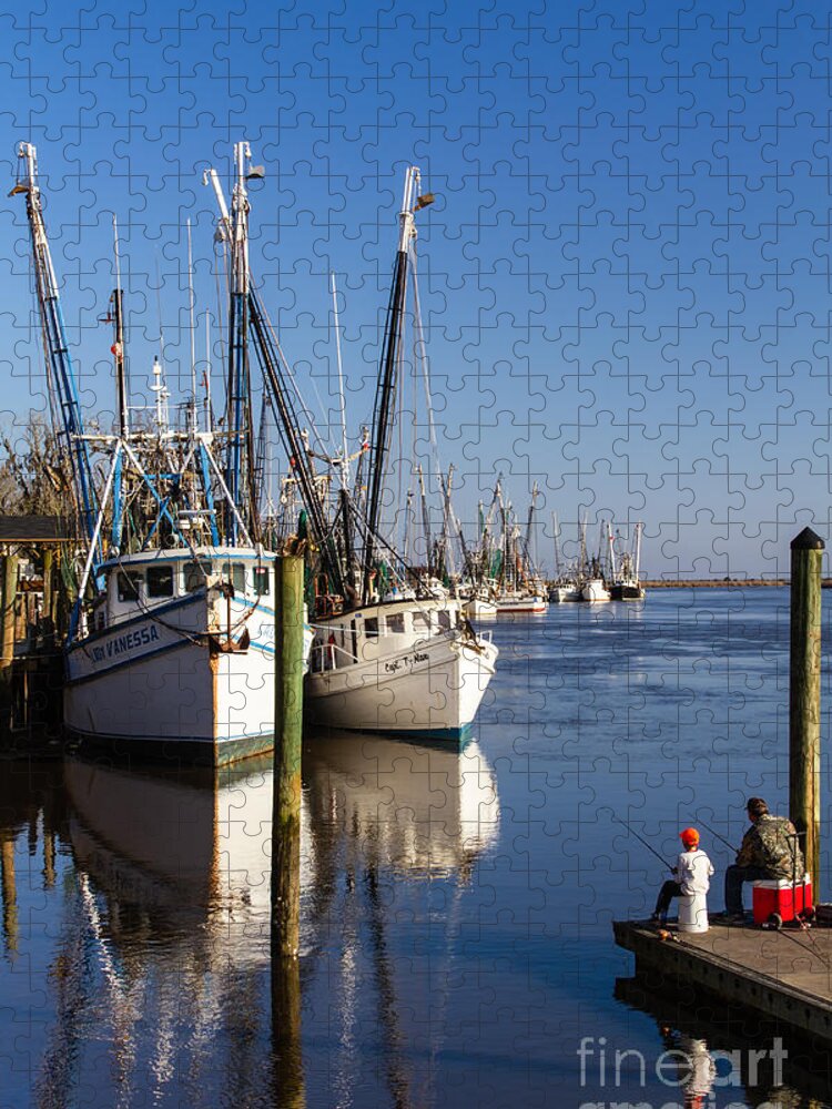 Shrimp Boat Jigsaw Puzzle featuring the photograph Fishin' Buddies Darien Georgia by Dawna Moore Photography