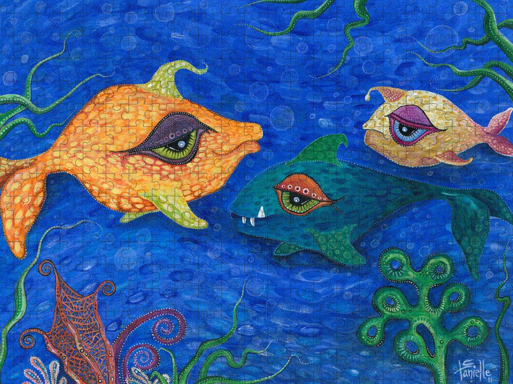 Fish Jigsaw Puzzle featuring the painting Fishin' for Smiles by Tanielle Childers