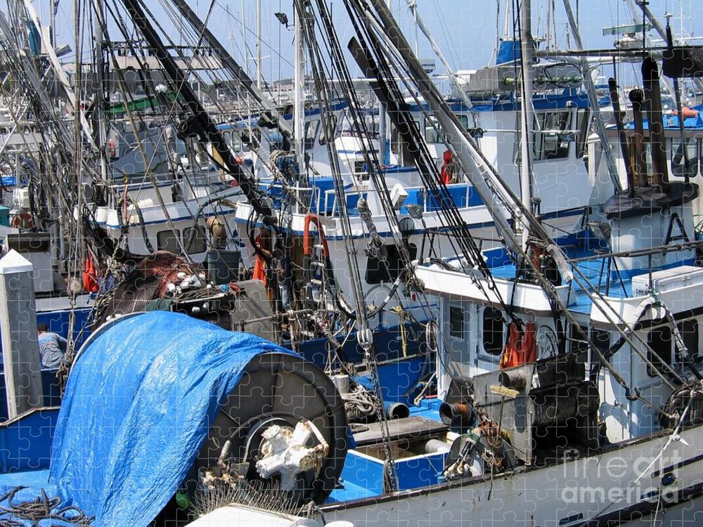 Monterey Jigsaw Puzzle featuring the photograph Fishing Boats in Monterey Harbor by James B Toy