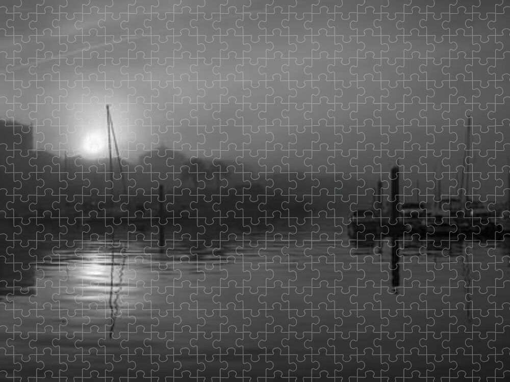 Ferrol Jigsaw Puzzle featuring the photograph Fishing Port of Ferrol in Fog Galicia Spain by Pablo Avanzini