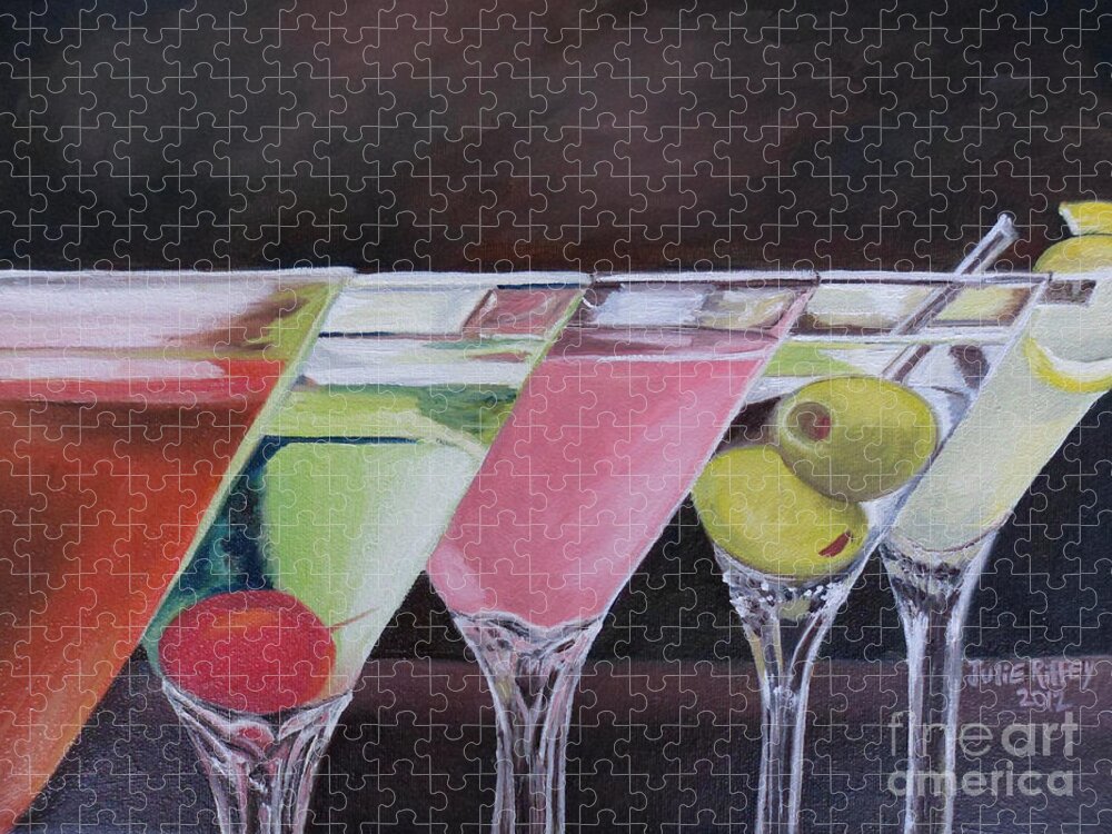 Drinks Jigsaw Puzzle featuring the painting Five O'Clock by Julie Brugh Riffey