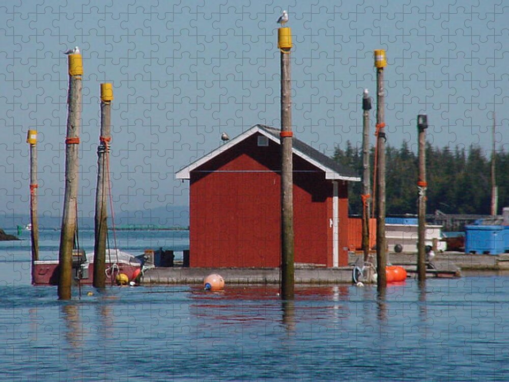 Bay Of Fundy Jigsaw Puzzle featuring the photograph Floating Fish Shack Bay of Fundy NB by Art MacKay