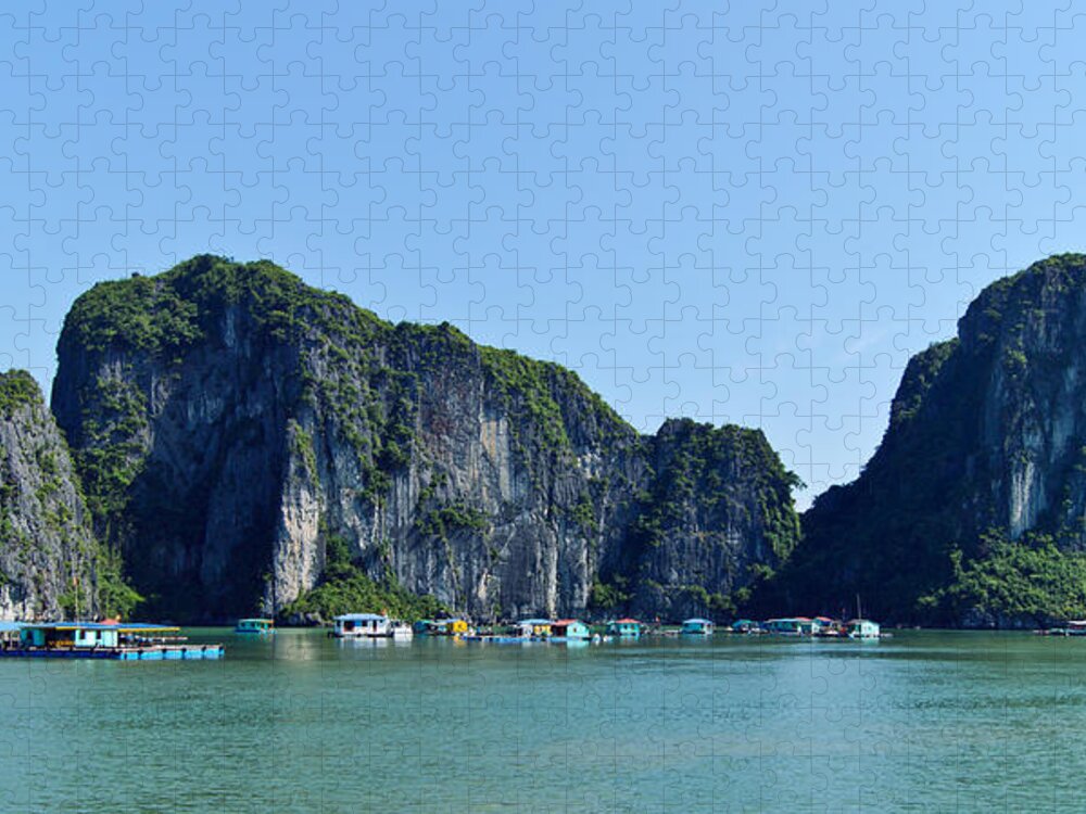 Floating Village Jigsaw Puzzle featuring the photograph Floating Village Ha Long Bay by Scott Carruthers