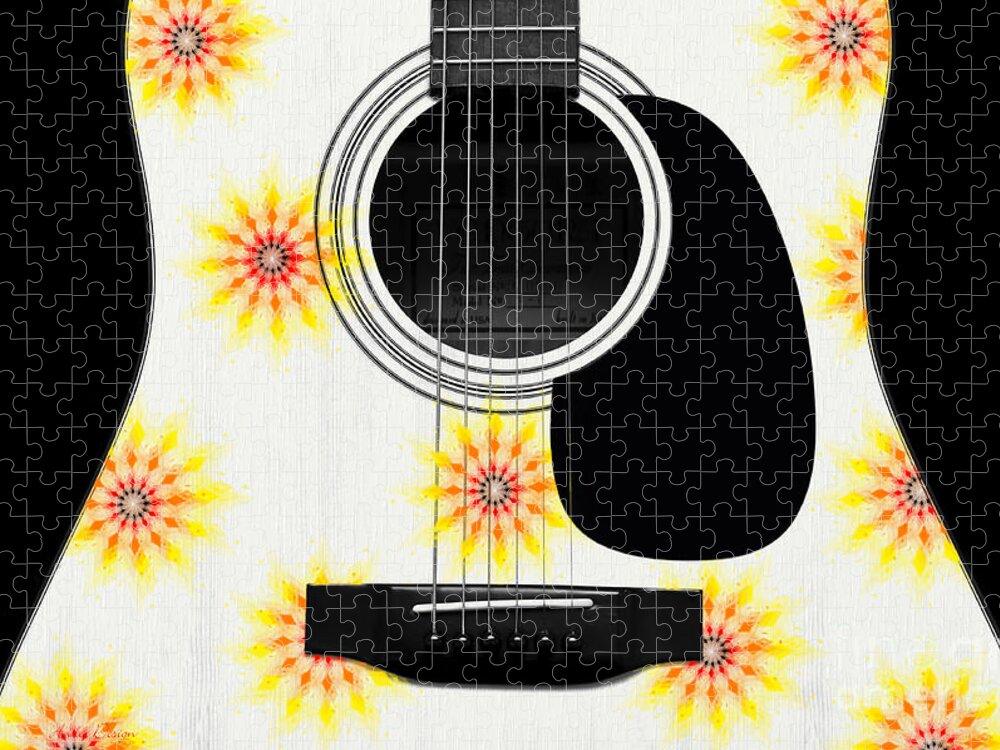 Abstract Jigsaw Puzzle featuring the digital art Floral Abstract Guitar 9 by Andee Design