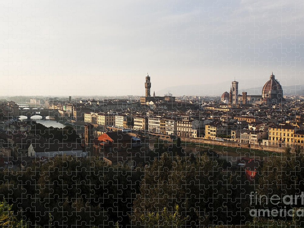 Florence Jigsaw Puzzle featuring the photograph Florence form the Piazza Michalengelo by Belinda Greb