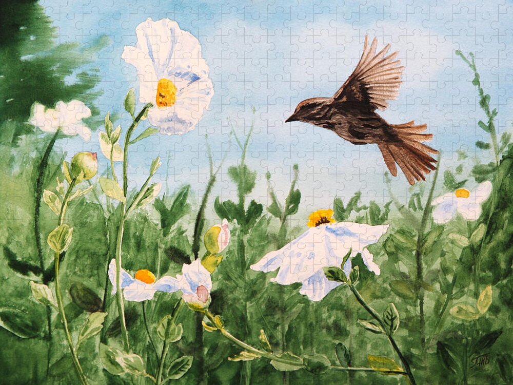 Summer Jigsaw Puzzle featuring the painting Flying Bird by Masha Batkova