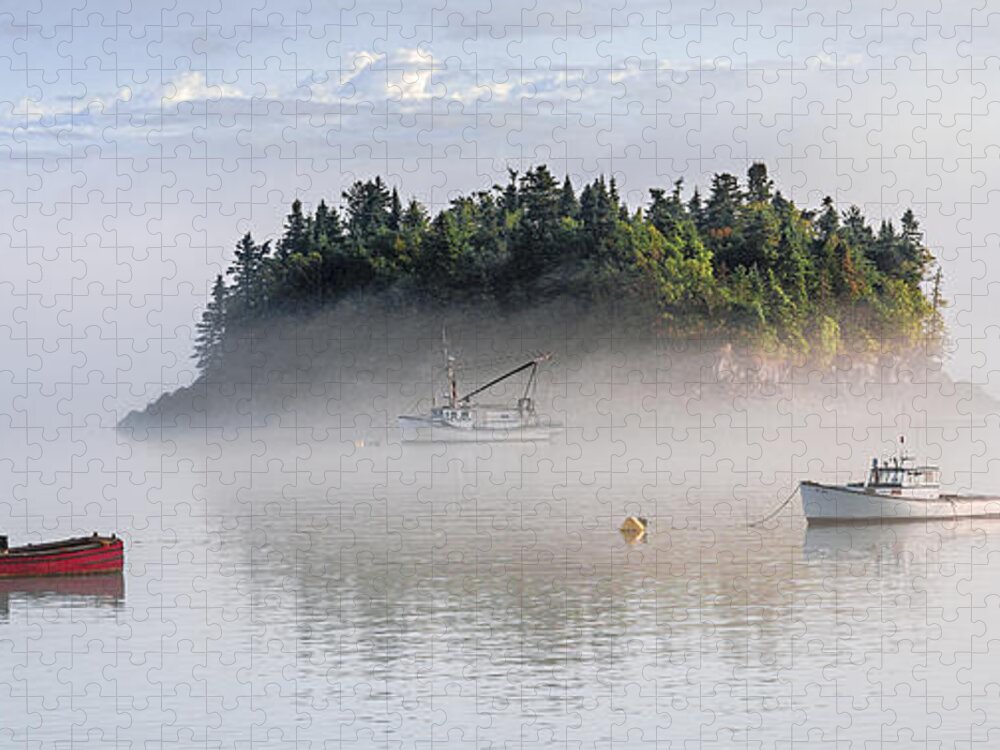 Fog Jigsaw Puzzle featuring the photograph Fog Burn Off with First Sunlight by Marty Saccone