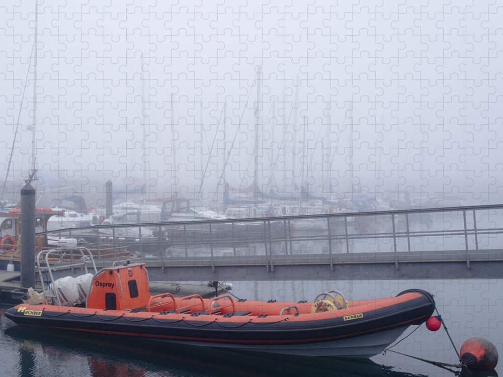 Anstruther Jigsaw Puzzle featuring the photograph Fog in Marina II by Elena Perelman