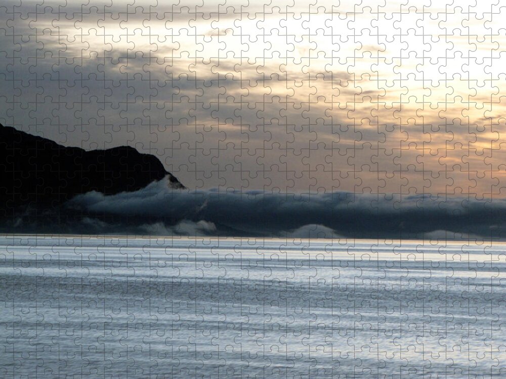 Alaska Jigsaw Puzzle featuring the photograph Fog Roll Sunset by Jennifer Wheatley Wolf