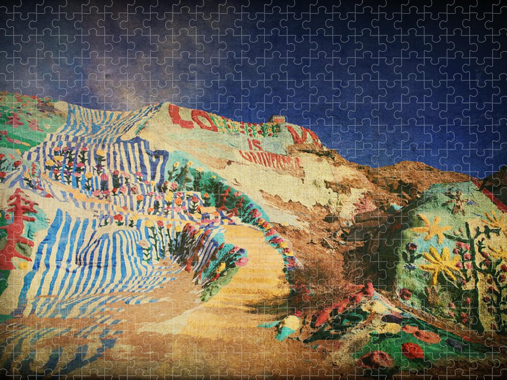 Salvation Mountain Jigsaw Puzzle featuring the photograph Follow the Yellow Brick Road by Laurie Search
