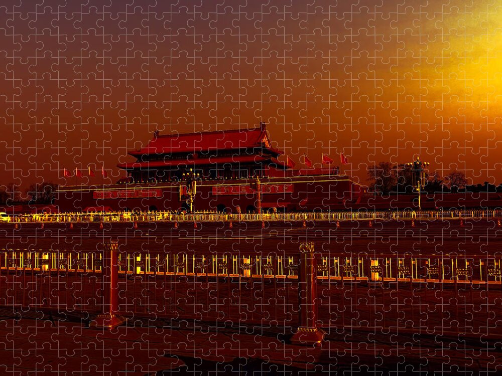 Forbidden City Jigsaw Puzzle featuring the digital art Forbidden City by Cathy Anderson