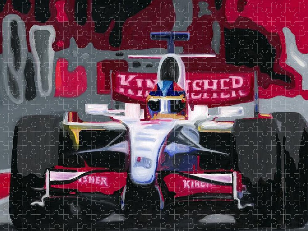 Force India Jigsaw Puzzle featuring the painting Force India Rising Monaco by Ran Andrews