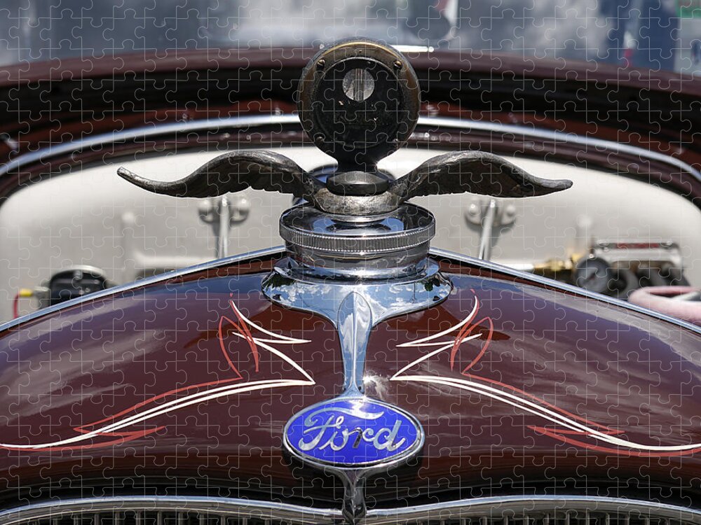 Richard Reeve Jigsaw Puzzle featuring the photograph Ford - Flying Radiator Cap by Richard Reeve