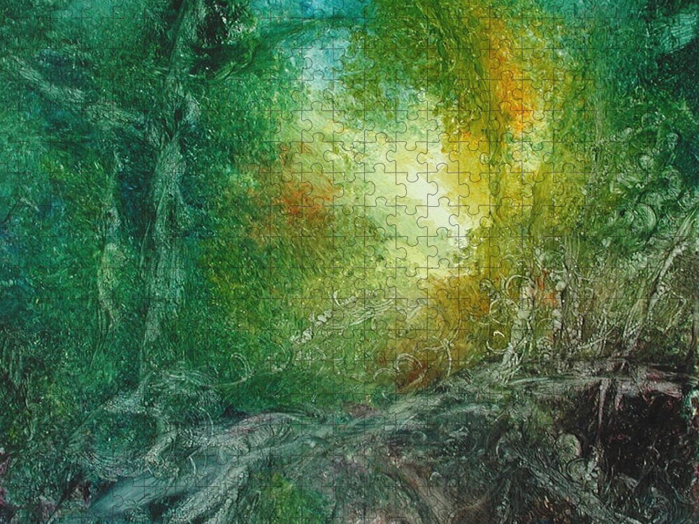 David Ladmore Jigsaw Puzzle featuring the painting Forest Light 27 by David Ladmore