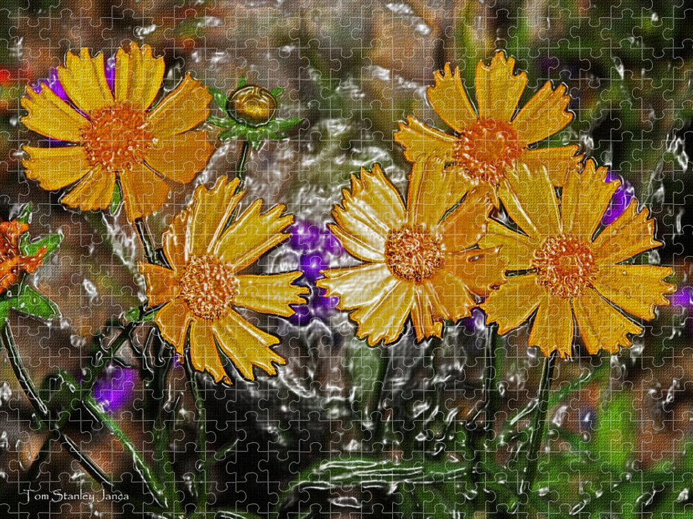 Five Flowers Jigsaw Puzzle featuring the photograph Five Flowers by Tom Janca