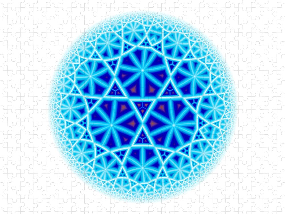 Mandala Jigsaw Puzzle featuring the digital art Fractal Escheresque Winter Mandala 4 by Hakon Soreide