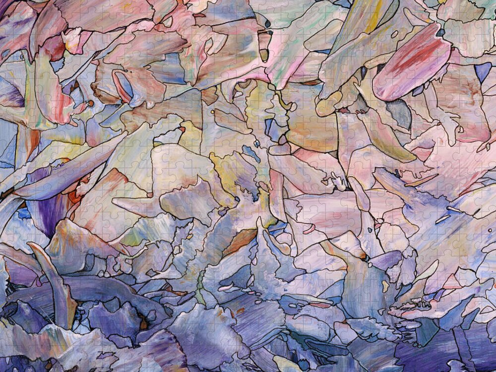Abstract Puzzle featuring the painting Fragmented Sea - Square by James W Johnson