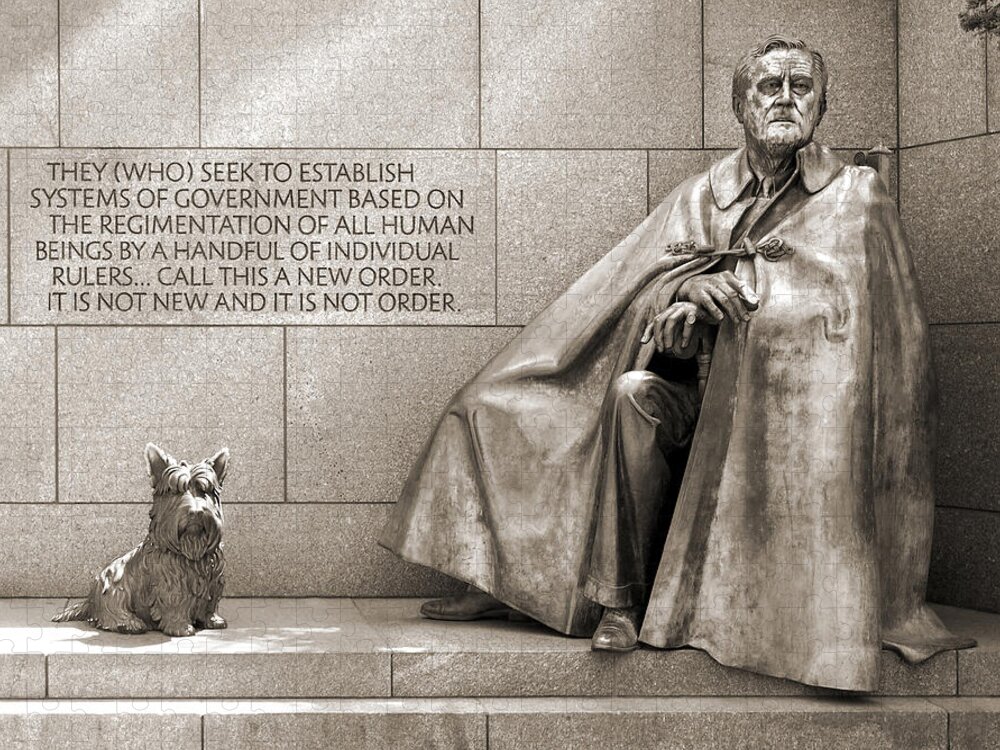 Landmarks Jigsaw Puzzle featuring the photograph Franklin Delano Roosevelt Memorial - Bits and Pieces 7 by Mike McGlothlen