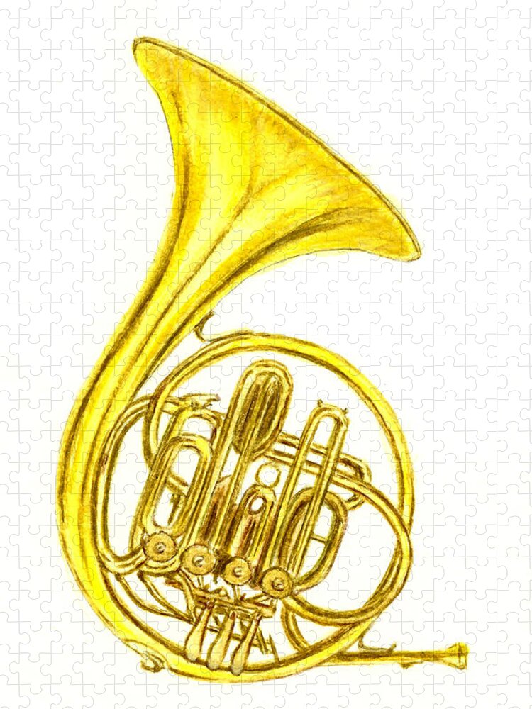 French Horn Jigsaw Puzzle featuring the painting French Horn by Michael Vigliotti