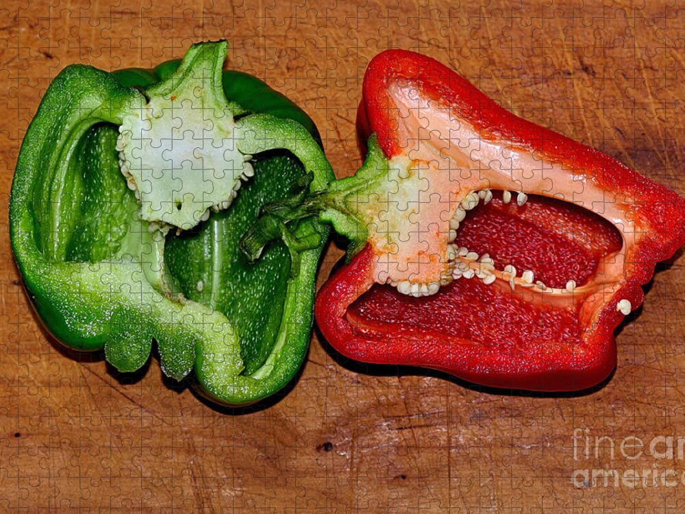 Photography Jigsaw Puzzle featuring the photograph Fresh Cut Capsicum by Kaye Menner