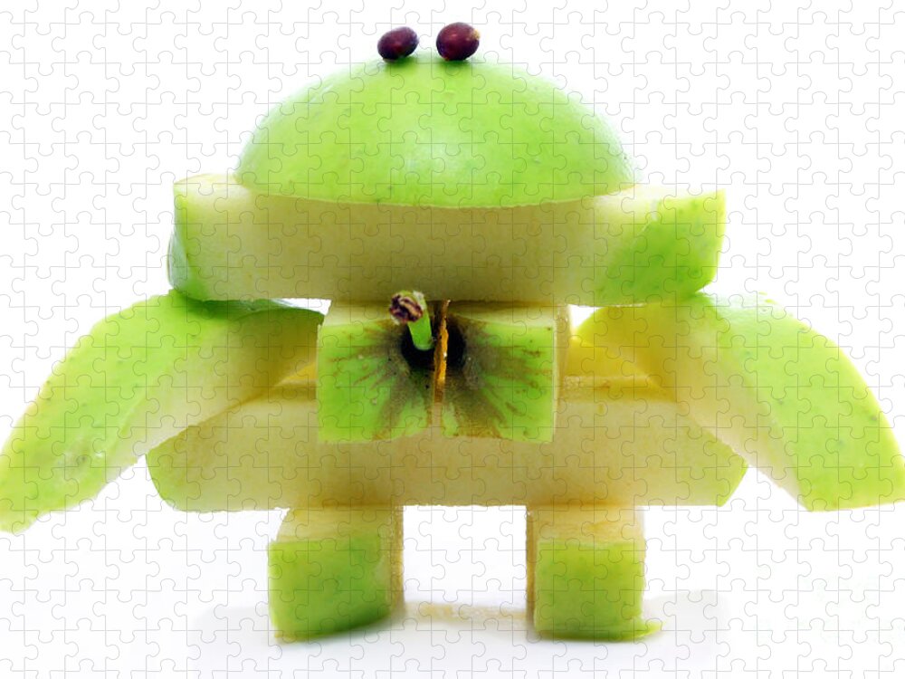 Apple Jigsaw Puzzle featuring the photograph Friendly apple monster made from one apple by Simon Bratt