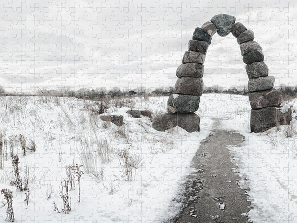Snow Jigsaw Puzzle featuring the photograph Frozen Stone Arch by Scott Norris