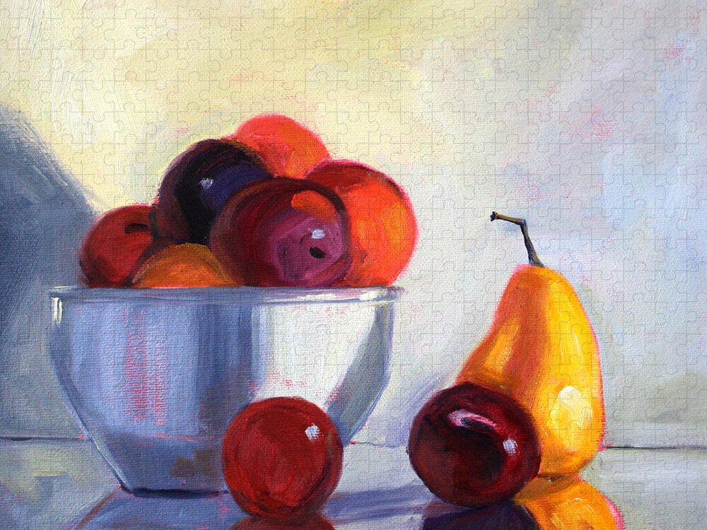 Fruit Jigsaw Puzzle featuring the painting Fruit Bowl by Nancy Merkle