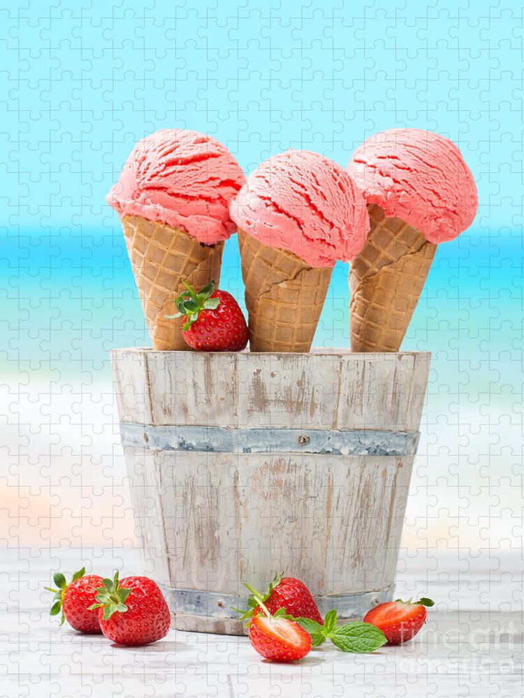 Strawberry Jigsaw Puzzle featuring the photograph Fruit Ice Cream by Amanda Elwell