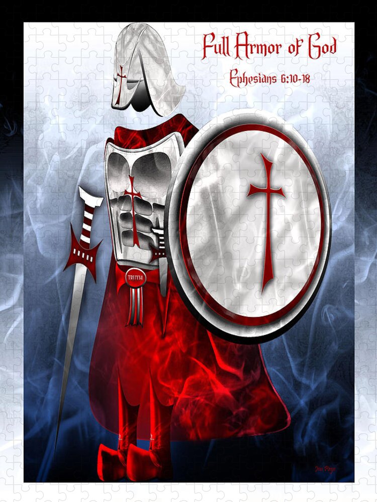 Full Armor Of God Jigsaw Puzzle featuring the digital art Full Armor of God by Jennifer Page