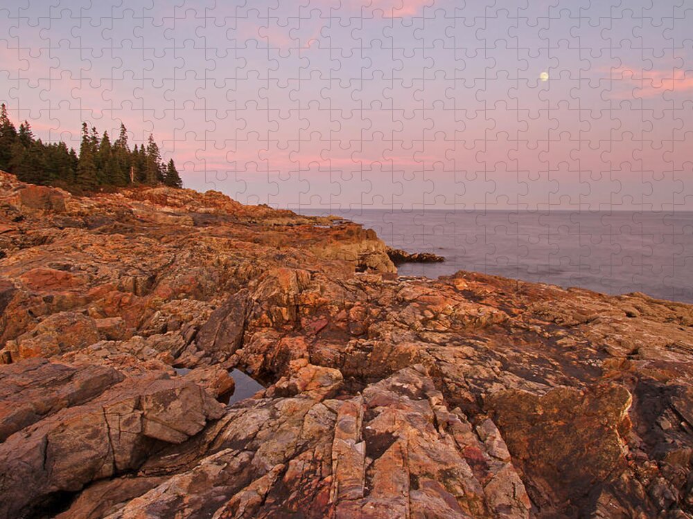 Acadia National Park Jigsaw Puzzle featuring the photograph Full Moon over Acadia National Park by Juergen Roth
