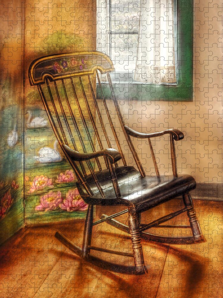 Savad Jigsaw Puzzle featuring the photograph Furniture - Chair - The rocking chair by Mike Savad