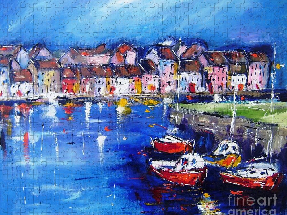 Irish Art Jigsaw Puzzle featuring the painting Paintings of Galway #1 by Mary Cahalan Lee - aka PIXI