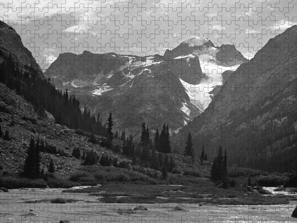 Gannett Peak Jigsaw Puzzle featuring the photograph 509417-BW-Gannett Peak seen from Dinwoody Creek by Ed Cooper Photography