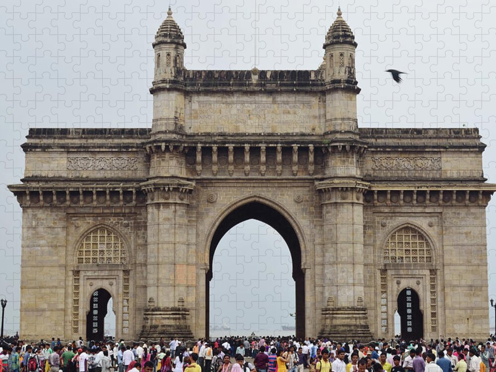 Crowd Jigsaw Puzzle featuring the photograph Gateway Of Mumbai by Kiran Chorge