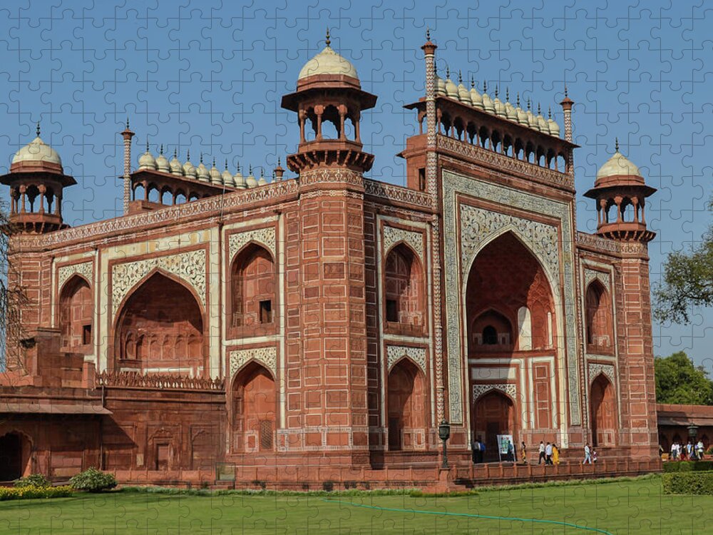 Arch Jigsaw Puzzle featuring the photograph Gateway To The Taj Mahal. Agra. India by Stefano Ravalli