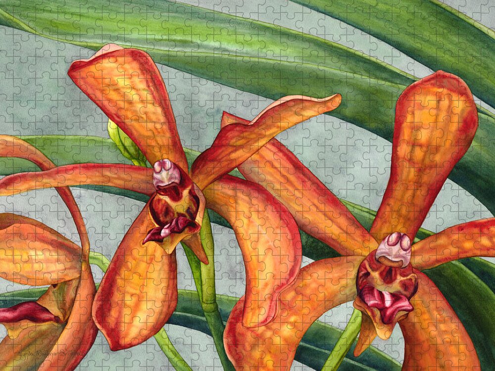 Orchid Jigsaw Puzzle featuring the painting Gayety by Lynda Hoffman-Snodgrass