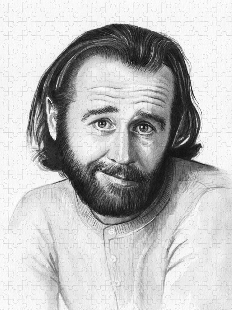 George Carlin Jigsaw Puzzle featuring the painting George Carlin Portrait by Olga Shvartsur