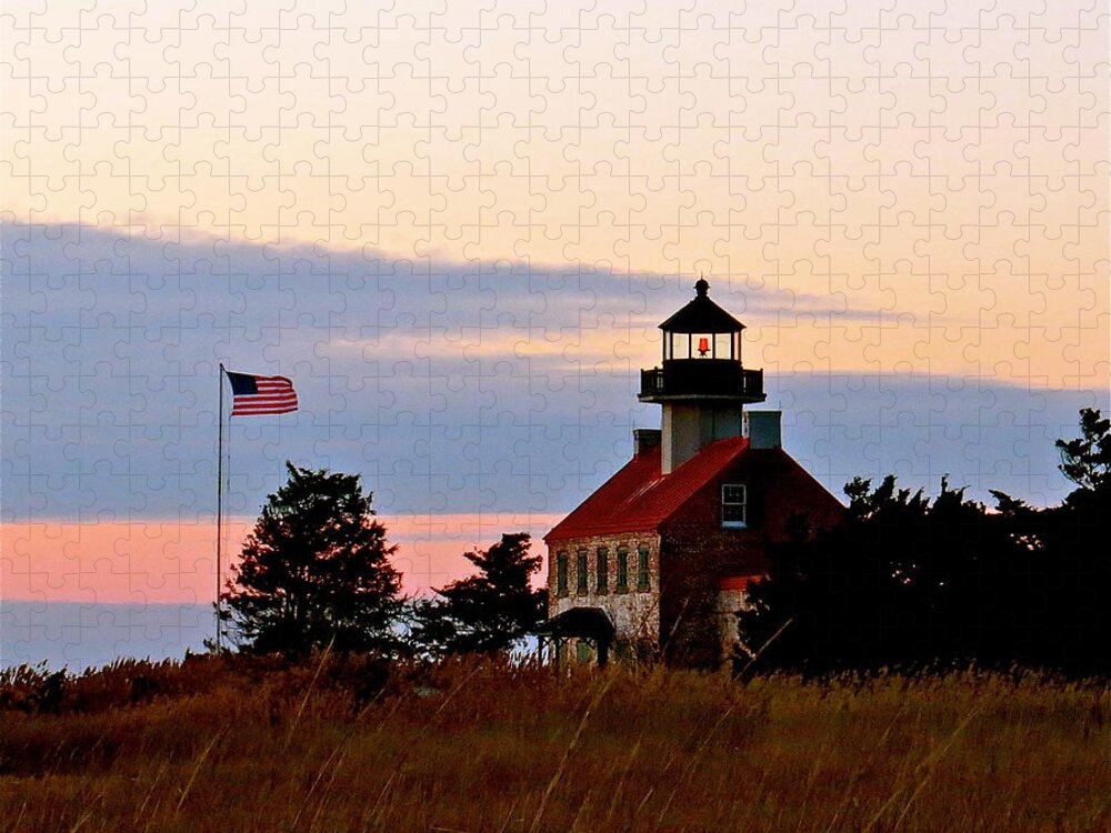 East Point Lighthouse Jigsaw Puzzle featuring the photograph Getting Dark At East Point Light by Nancy Patterson