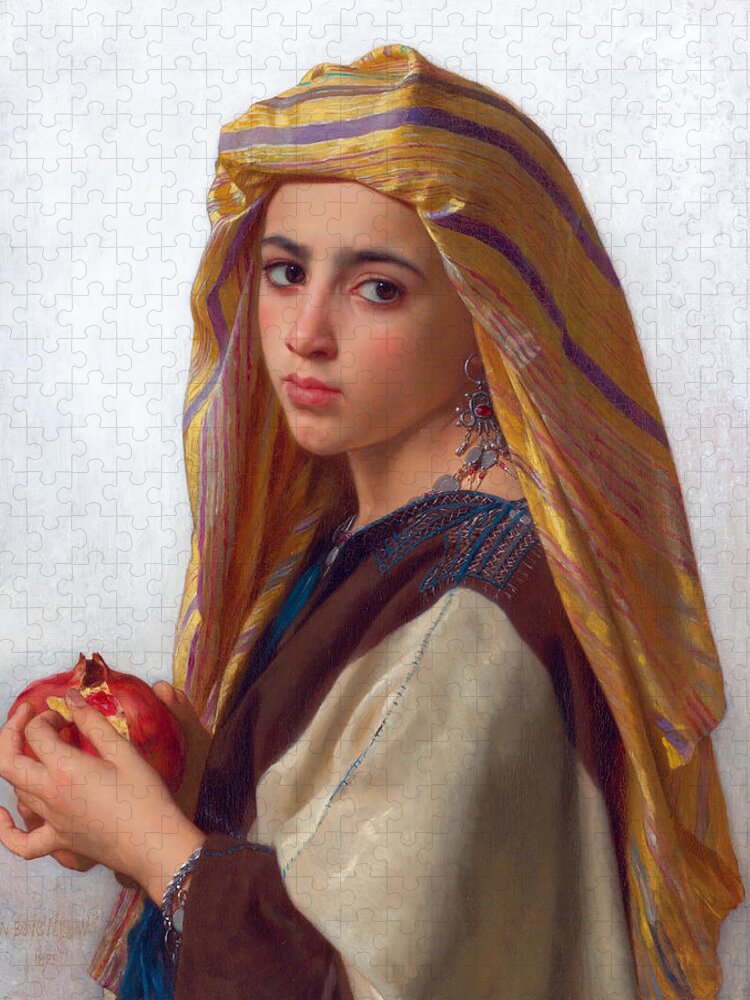  William-adolphe Bouguereau Jigsaw Puzzle featuring the painting Girl with a pomegranate by William-Adolphe Bouguereau