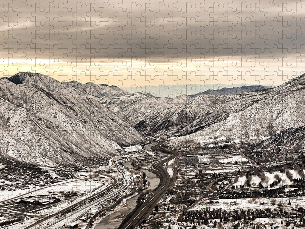 Glenwood Springs Jigsaw Puzzle featuring the photograph Glenwood Springs Canyon in Winter by Robert Meyers-Lussier